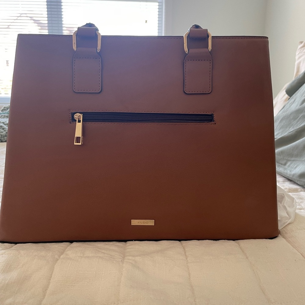 Aldo Cognac medium size tote with strap.